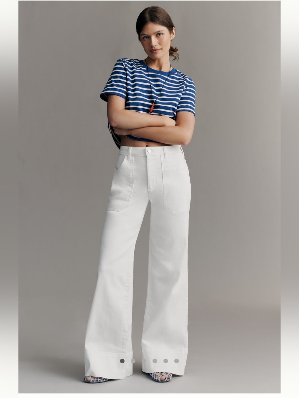 Pilcro White High-Rise Wide Leg Jeans